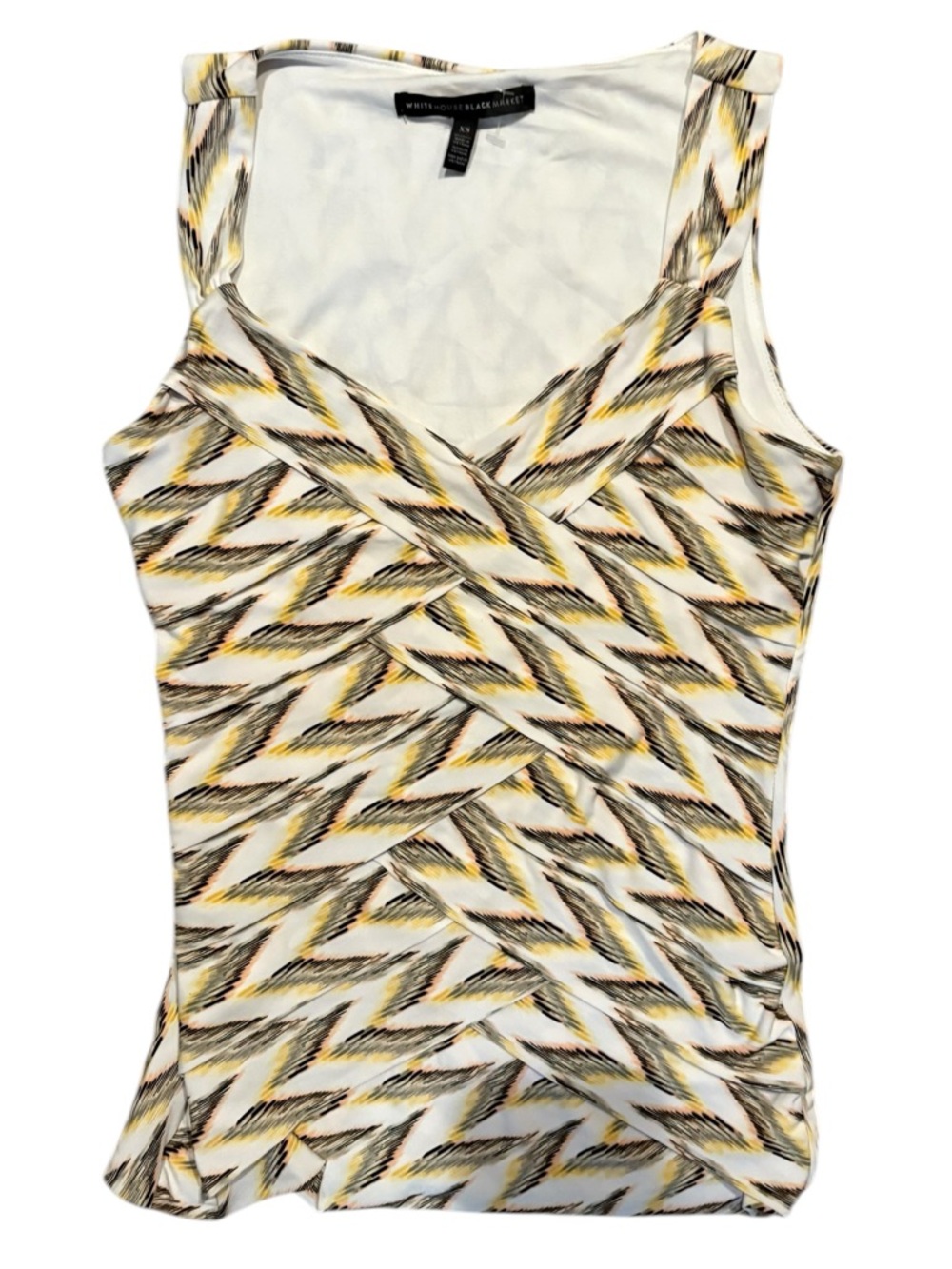 White House Black Market White, Yellow & Black Geometric Sleeveless Tank
